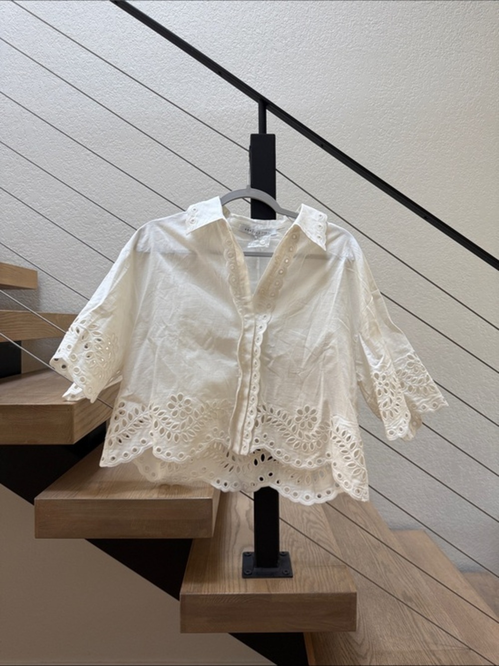 Endless RoseWhite Eyelet Button-Down Top